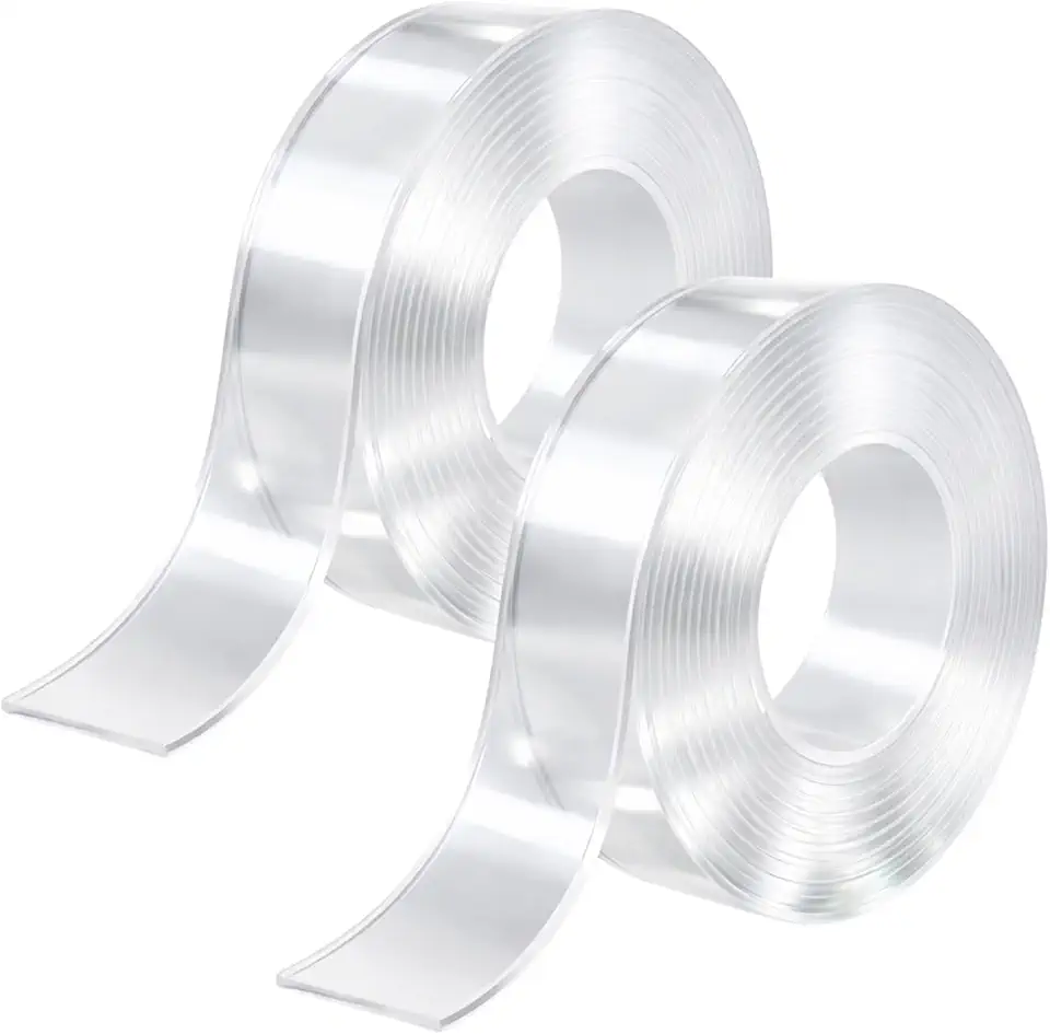 Fita Dupla Face Forte Nano Tape 2mm x 18mm x 2m Transparente | Alta Fixação Até 3kg | Sem Furos | Reutilizável | Para Parede, Vidro, Azulejo, MDF | Kit 2 Unidades