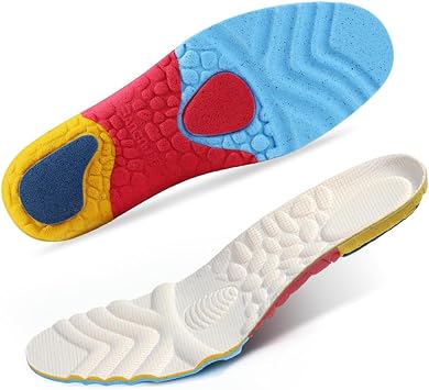 Insoles for Men and Women,Support Shock Absorption Cushioning Sports Comfort Inserts, Breathable Shoe Inner Soles for Running Walking,Hiking,Working White, L