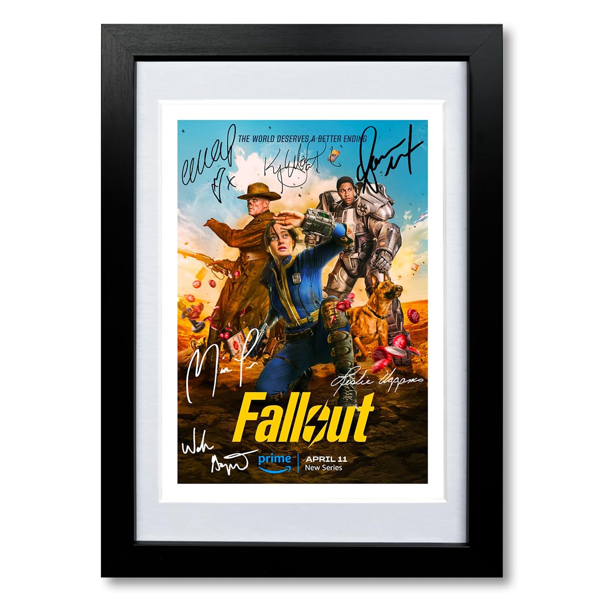 Fallout Cast Signed Autograph Poster Photo Print Framed Memorabilia tv Show Series Gift Ella Purnell Aaron Moten (A4 framed & mounted)