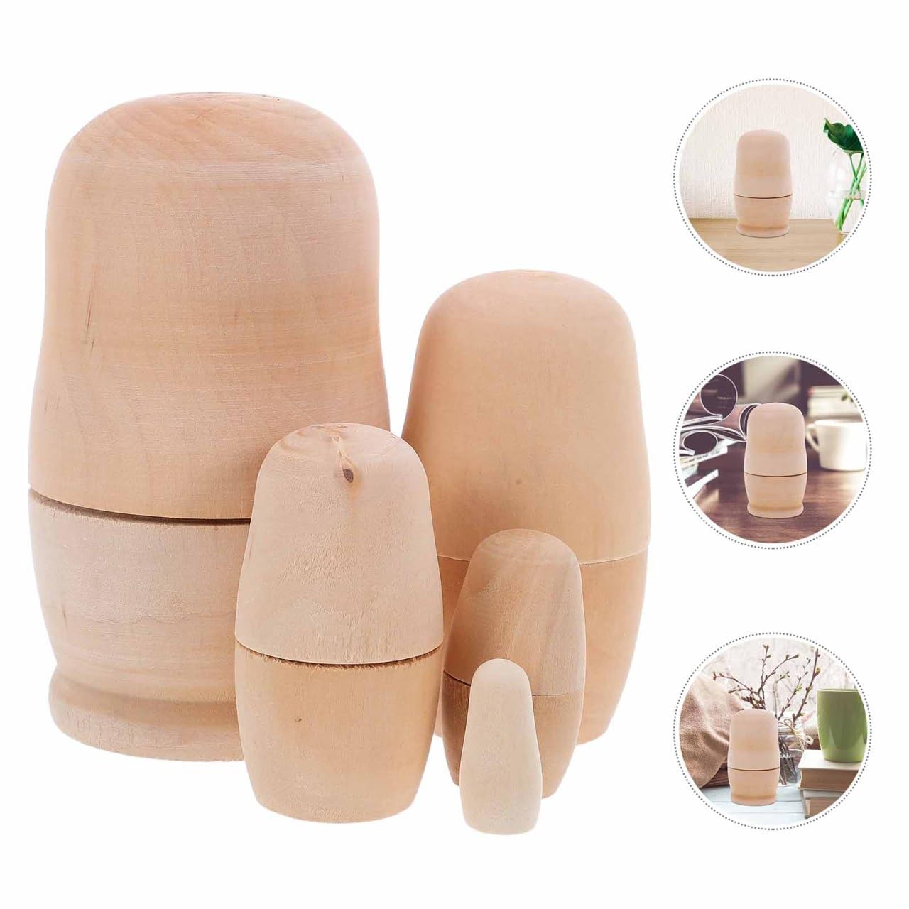 ibasenice Muñecas rusas sin pintar 4 juegos de muñecas rusas sin pintar muñecas vacías sin terminar DIY 5 muñecas de anidación de matryoshka personalizar crea tu propio juego de muñecas de madera