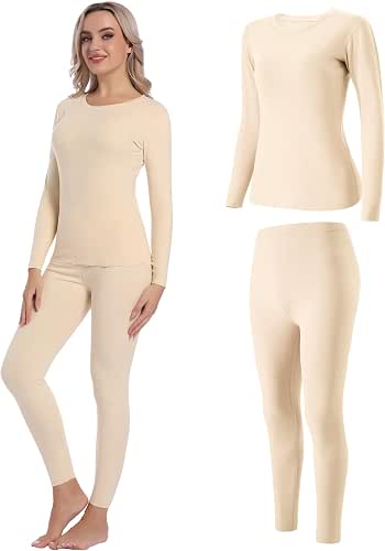 INNERSY sous Vetement Thermique Femme Haut Manches Longues Pantalon Chaud