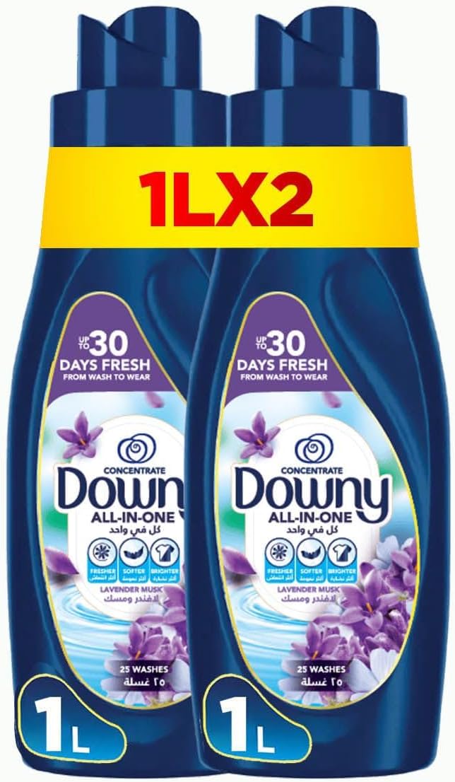 Downy Lavender & Musk 1L Dual Pack, Fabric Softener, All-in-One Concentrate