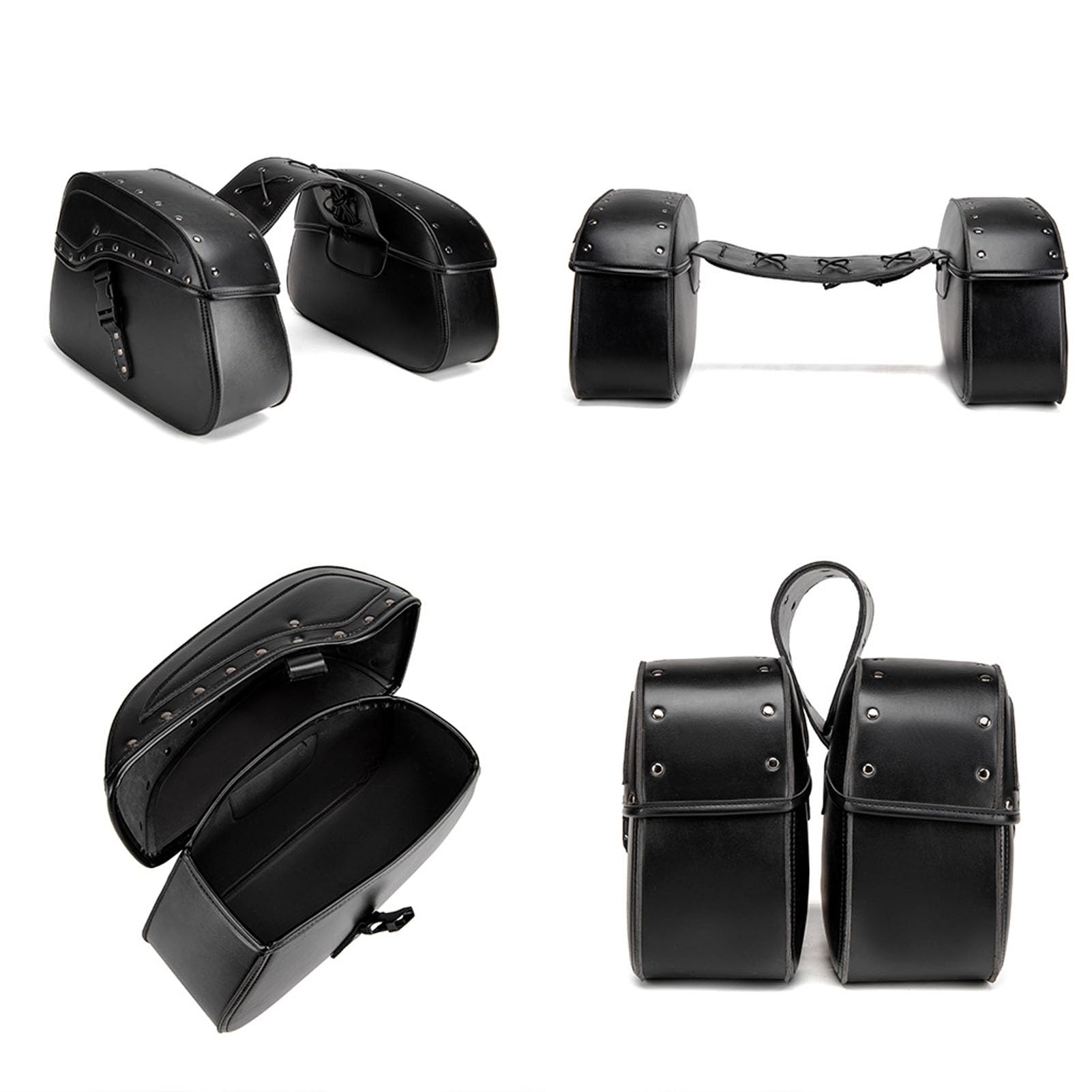 Akozon Borse Laterali per Moto Universali in Pelle PU Borse Laterali Impermeabili da 30 Litri con Design a Patta e Mantenimento della Forma per Softail V-Star Shadow