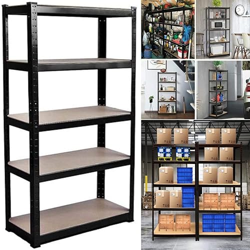 Estantería de 5 niveles, estante de metal estable y duradero, capacidad de carga de 1930 libras (capacidad de 386 libras por estante), estantes de