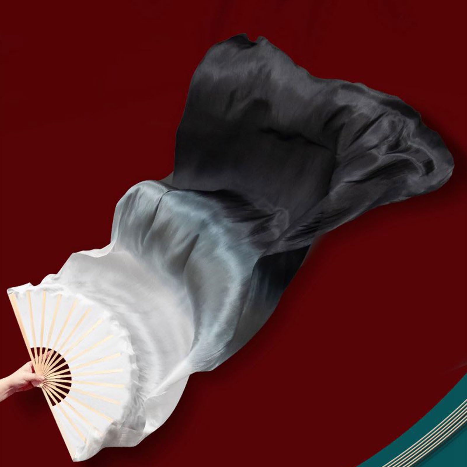 Zoegneer 4er Set Tanzfächer Kunstseide - Lange Seidenfächer 1,8m Für Tanzshows & Aufführungen