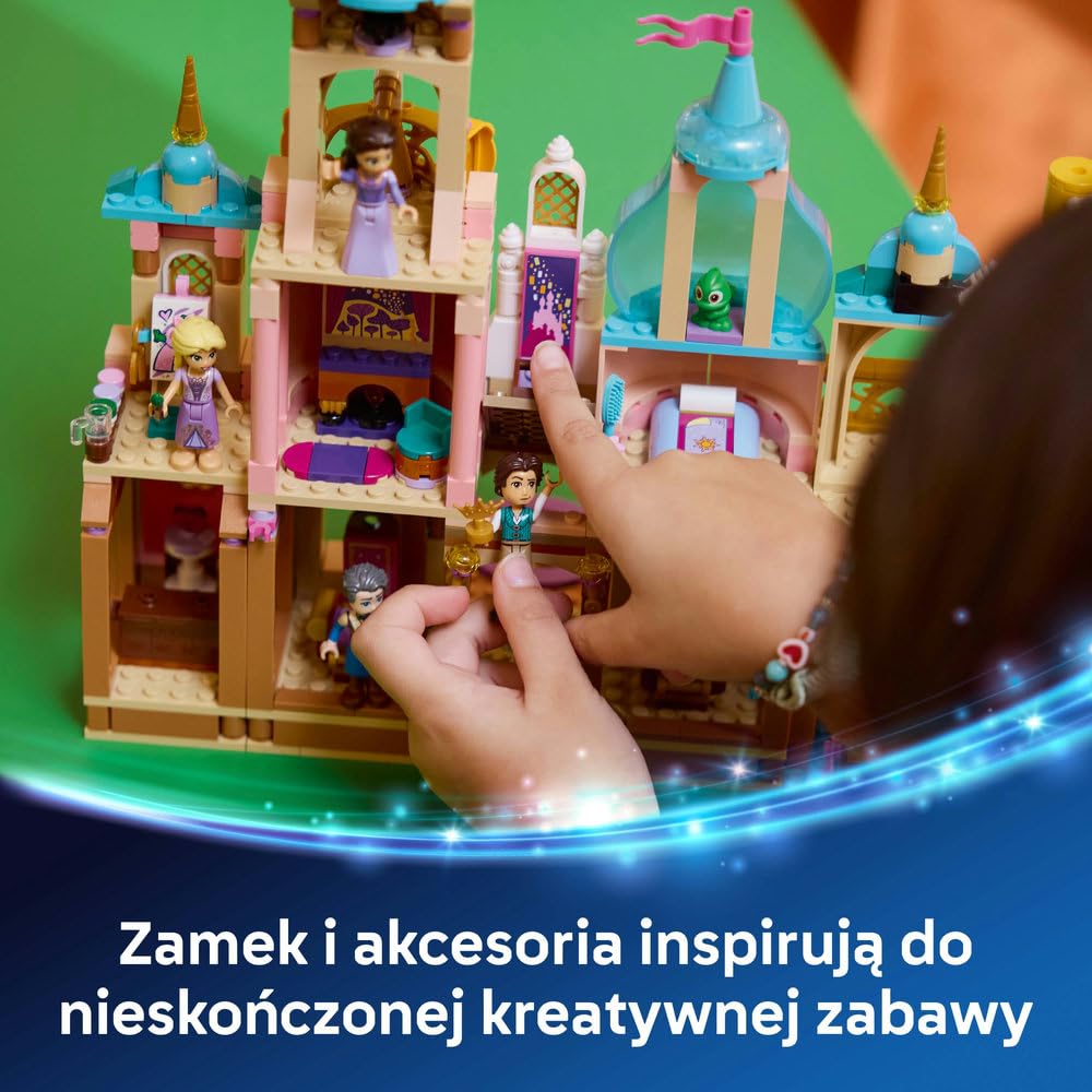 LEGO ǀ Disney Princess Zamek Roszpunki 43297 | Zamek z bajki i 6 postaci, zabawka dla 6-latki, prezent dla dziewczynki i chłopca, zestaw klocków dla dzieci, 676 elementów