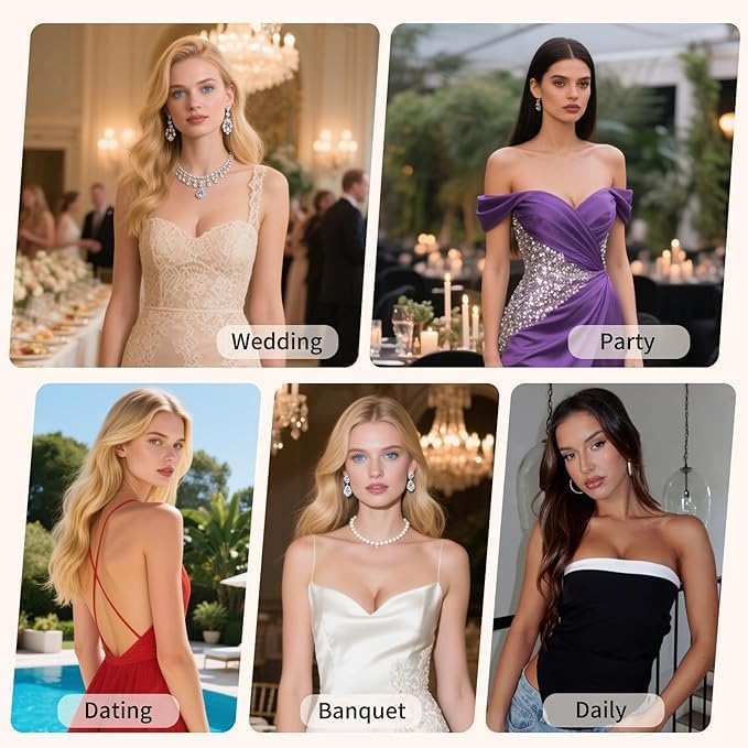 Image of DRAKIO Silicone Adhesive Push-Up Bra with Front Clasp | Strapless Backless Stick-On for Deep Neck Dresses | Reusable Invisible Seamless Wireless Support for Women (Multicolor)