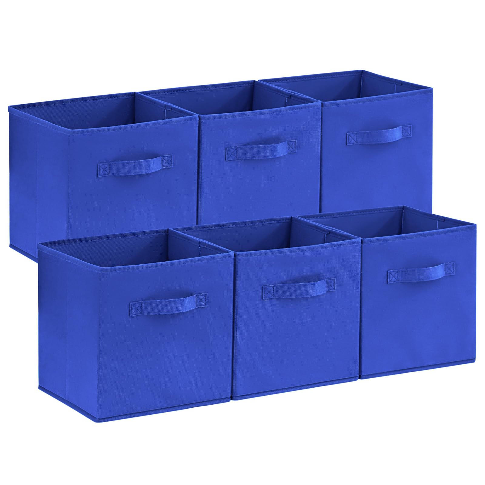LifewitCollapsible Fabric Storage Cubes Bins Set 11 Inch, Foldable Cubby Organizers Boxes, 6 Pack Organizing Baskets for Shelf, Closet, Utility Room, Storage Room Blue