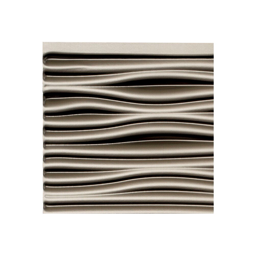 Fasade Easy Installation Waves Brushed Nickel Backsplash Panel for Kitchen and Bathrooms (6" x 6" Sample)