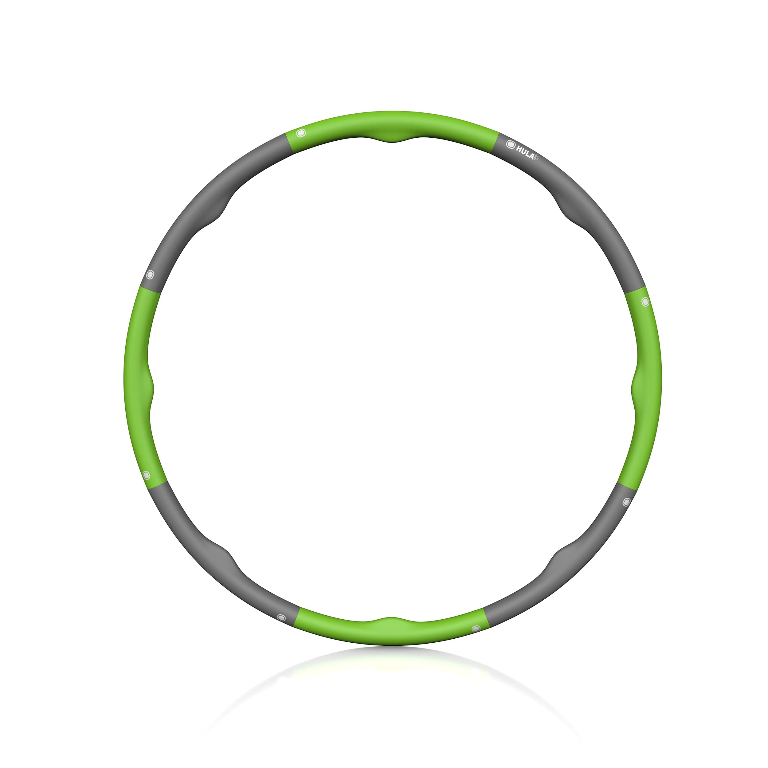 HEGG HULABEE Professioneller Hula-Hoop-Reifen zum Abnehmen leicht gemacht, 8 Elemente, universell anpassbar, Workout & Training für Erwachsene und Kinder, Blau/Grau
