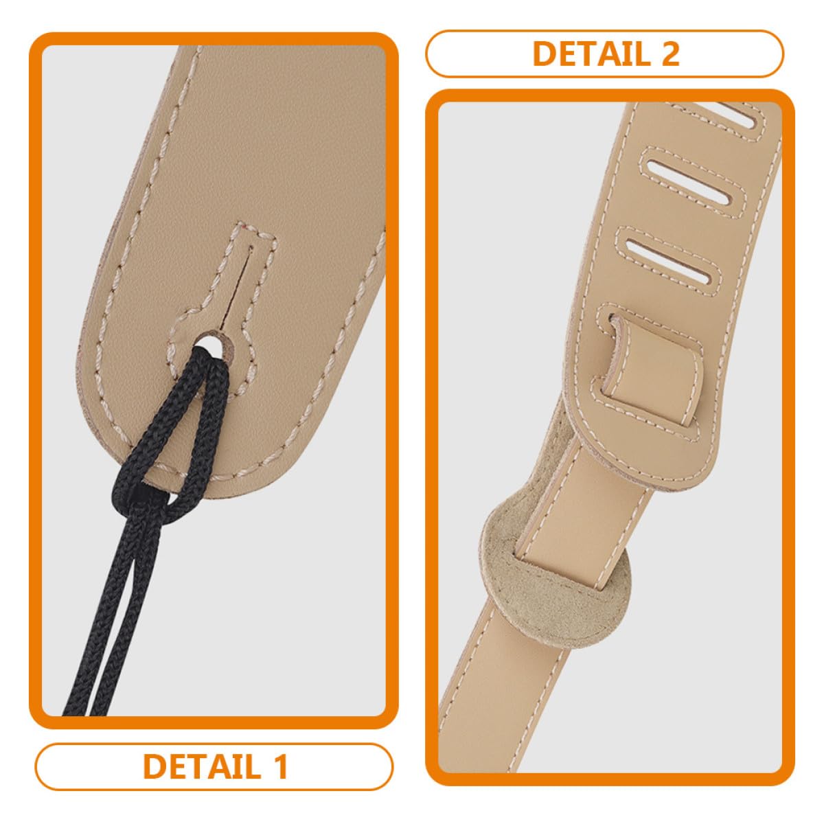 Verstellbarer Leder Gitarrengurt Gepolstert Robust Verschleißfest Gitarre Akustikgitarre Bass Geeignet Komfortabler Ersatzgurt Zubehör für Klassische Gitarren