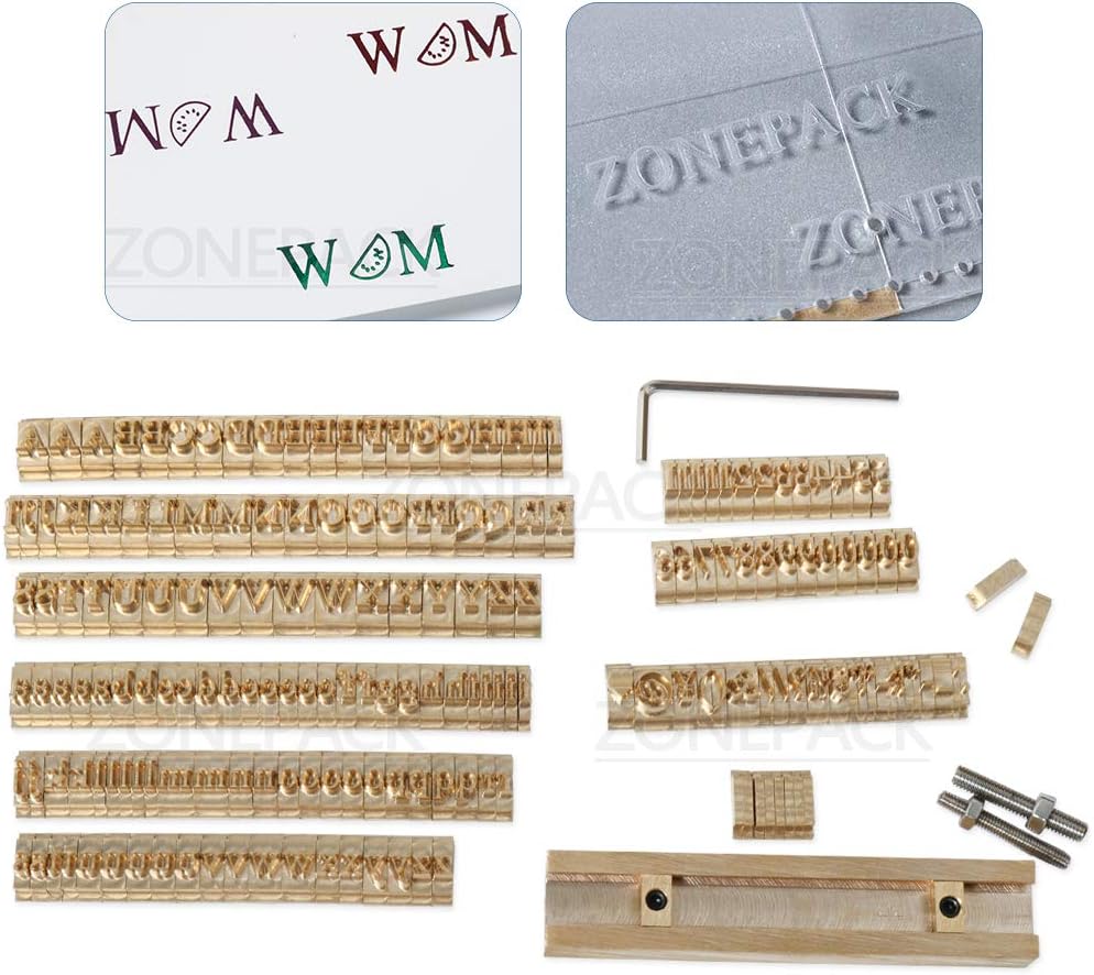 ZONEPACK Copper Brass Stamping Flexible Letters Numbers Alphabets Symbols Characters Molds CNC Engraving Molds for Hot Foil Stamping Machine (184 PCS Times New Roman)