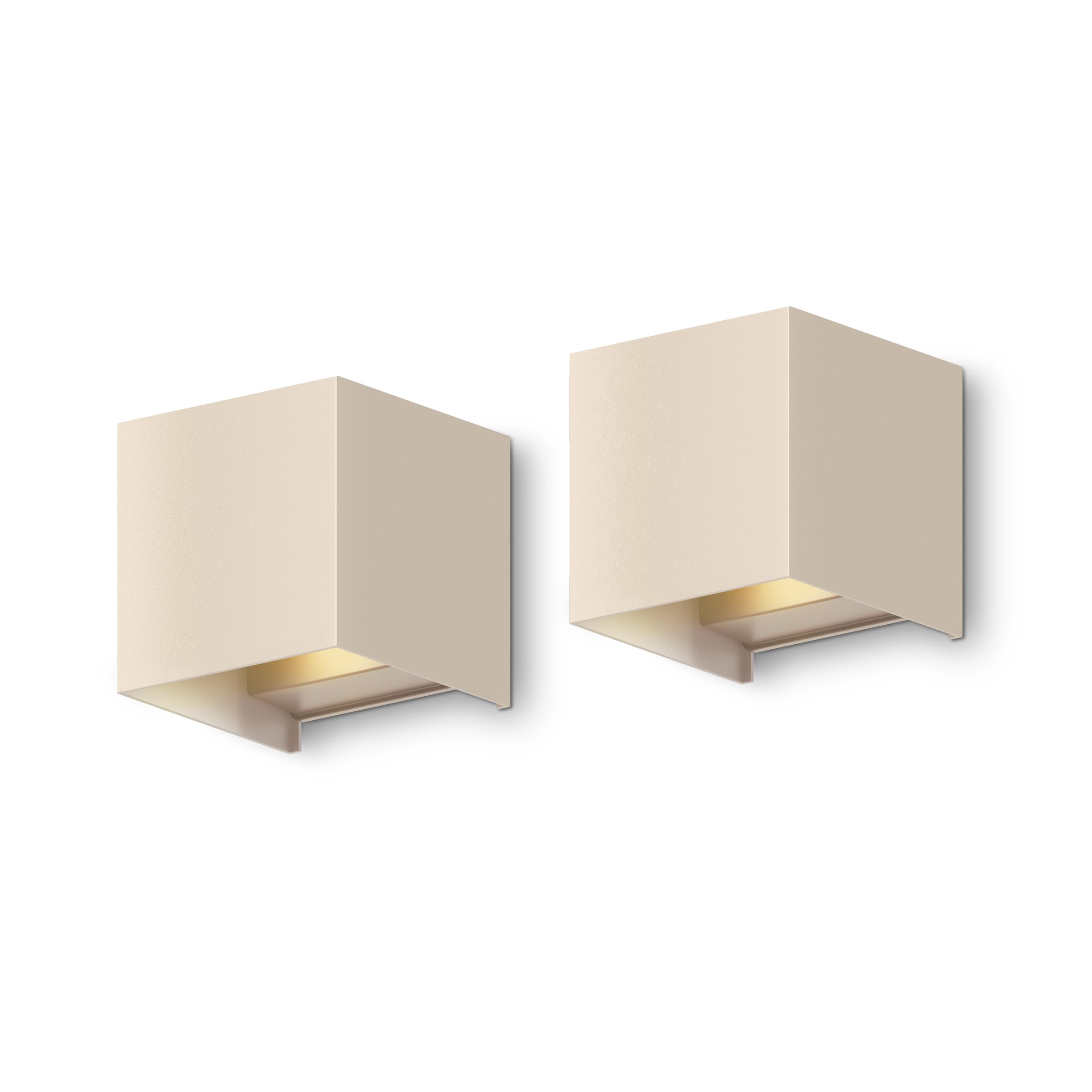 CALEX Bari Wandleuchte, Innen & Außen, Warmweißes Up & Down Licht, Einstellbarer Lichtstrahl, Wasserdicht, Sandfarbe, 2-Pack