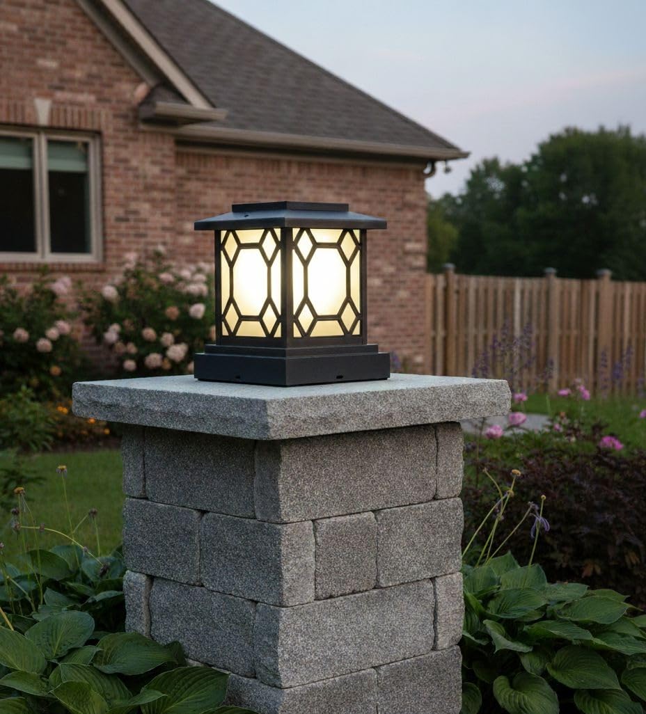 kinis Outdoor Gate Pillar Light | Waterproof LED Gate Lamp for Main Entrance, Boundary Wall & Garden | Modern Black Metal Lantern Design | Outdoor Decorative Post Light (Pack of 1, with Bulb)-image-21