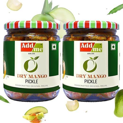 Add Me Home Made Dry Mango pickle 1kg Aam Ka Achar Pickles Less Oil, (500 gm + 500gm) 1 kg Glass Pack