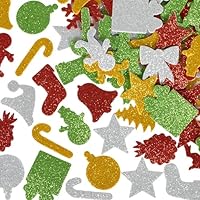 READY 2 LEARN Glitter Foam Stickers | Christmas Shapes | Pack of 168 | Self-Adhesive Stickers for Kids | Perfect for Holiday Crafts and Decorations