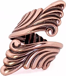 urbanroseNYC Solid Copper Scroll Bypass Ring - Adjustable One Size Fit, Hand-Antiqued & Polished Wrap Jewelry