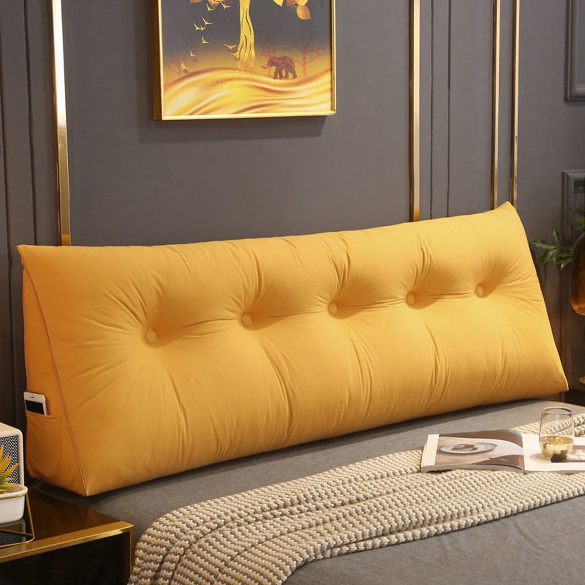 Almohada de cabecera de tamaño king con cuña para respaldo, cojín de posicionamiento, espuma triturada suave, funda extraíble para cama, sofá, reposo, libro, lectura, dormitorio, soporte lumbar