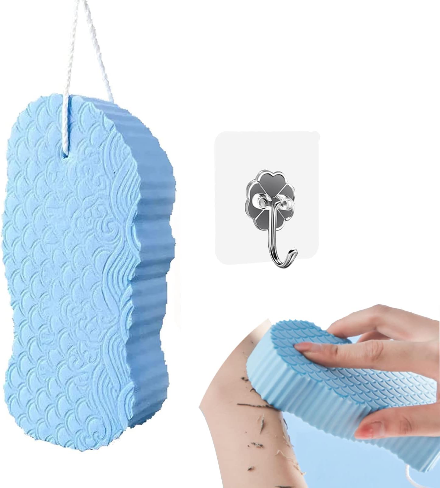 2pcs Super Soft Exfoliating Bath Sponge, Tufi Bath Sponge, 2022 New Ultra Soft Bath Body Shower Sponge, Magic Bath Sponges for Women, Men, Kids (1pcs, Blue)