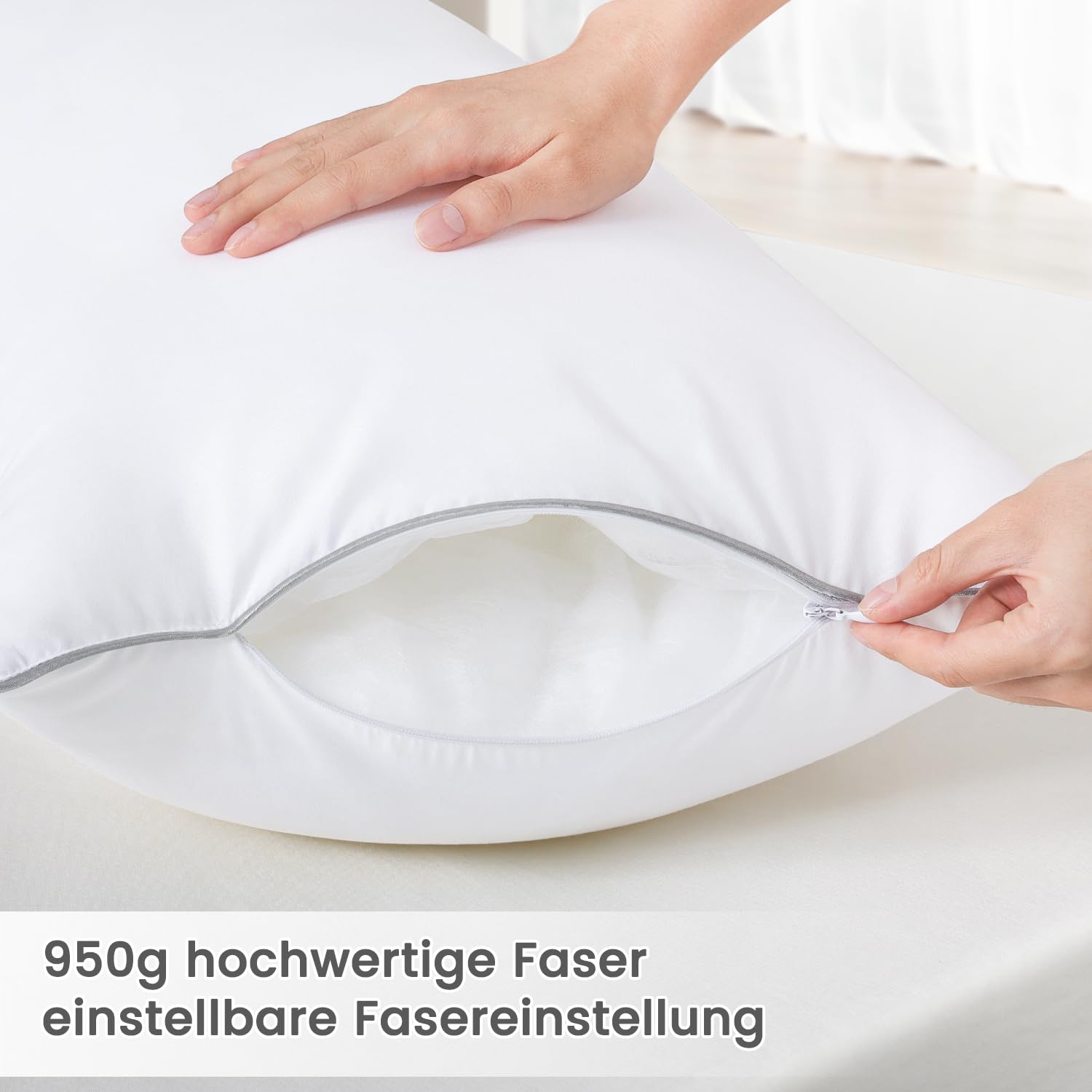 BedStory Kopfkissen 40x80, Kissen 2er Set mit Hochwertiger Mikrofarsern Kissenfüllung 950g x 2, Waschbares und Weiches Füllkissen Bettkissen Schlafkissen Sofa Kissen Seitenschläferkissen