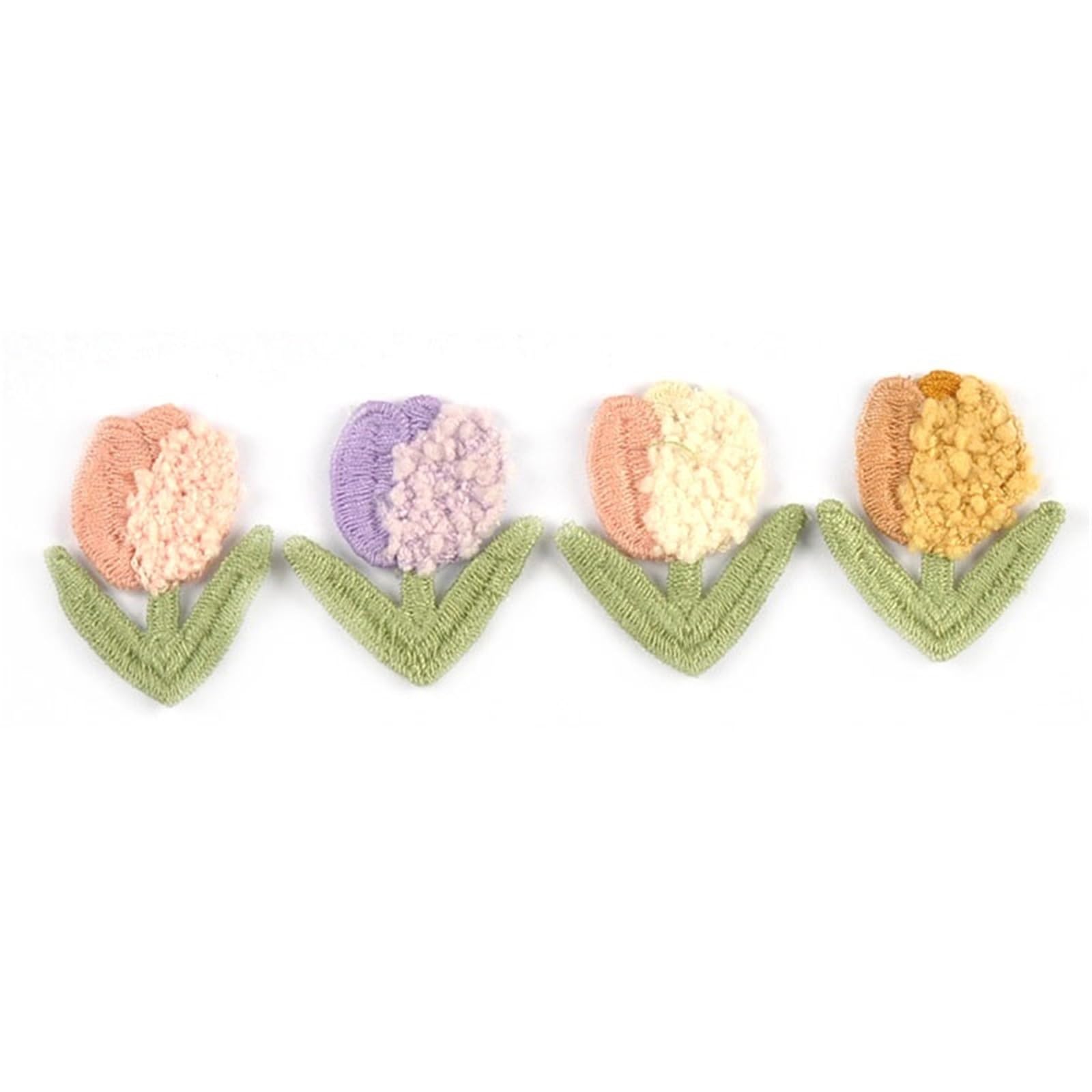 Wtaxbh Mixed Iron On Patches 40Pcs 3.6X3.1cm Colored Mix Tulip Pattern Patchwork Patches Embroidery Clothes Sewing Accessories Hairpin Appliques Diy Supplies(Mixed)