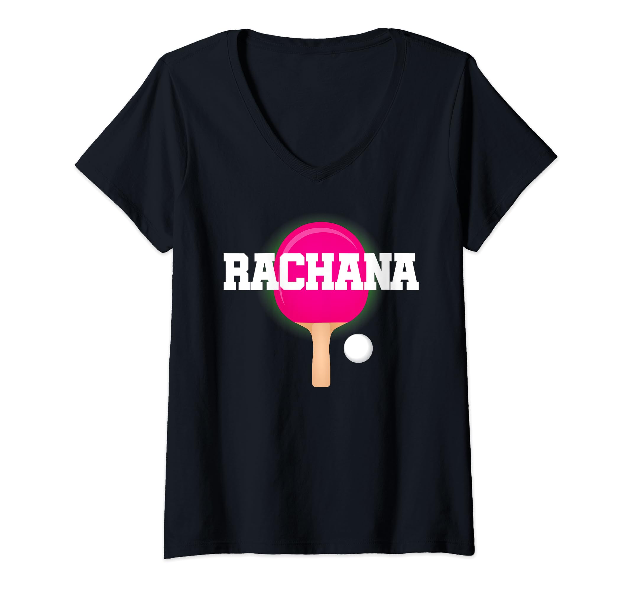 Table Tennis Sports FanRachana Name Girls Table Tennis Ping Pong Game Racket Sports V-Neck T-Shirt