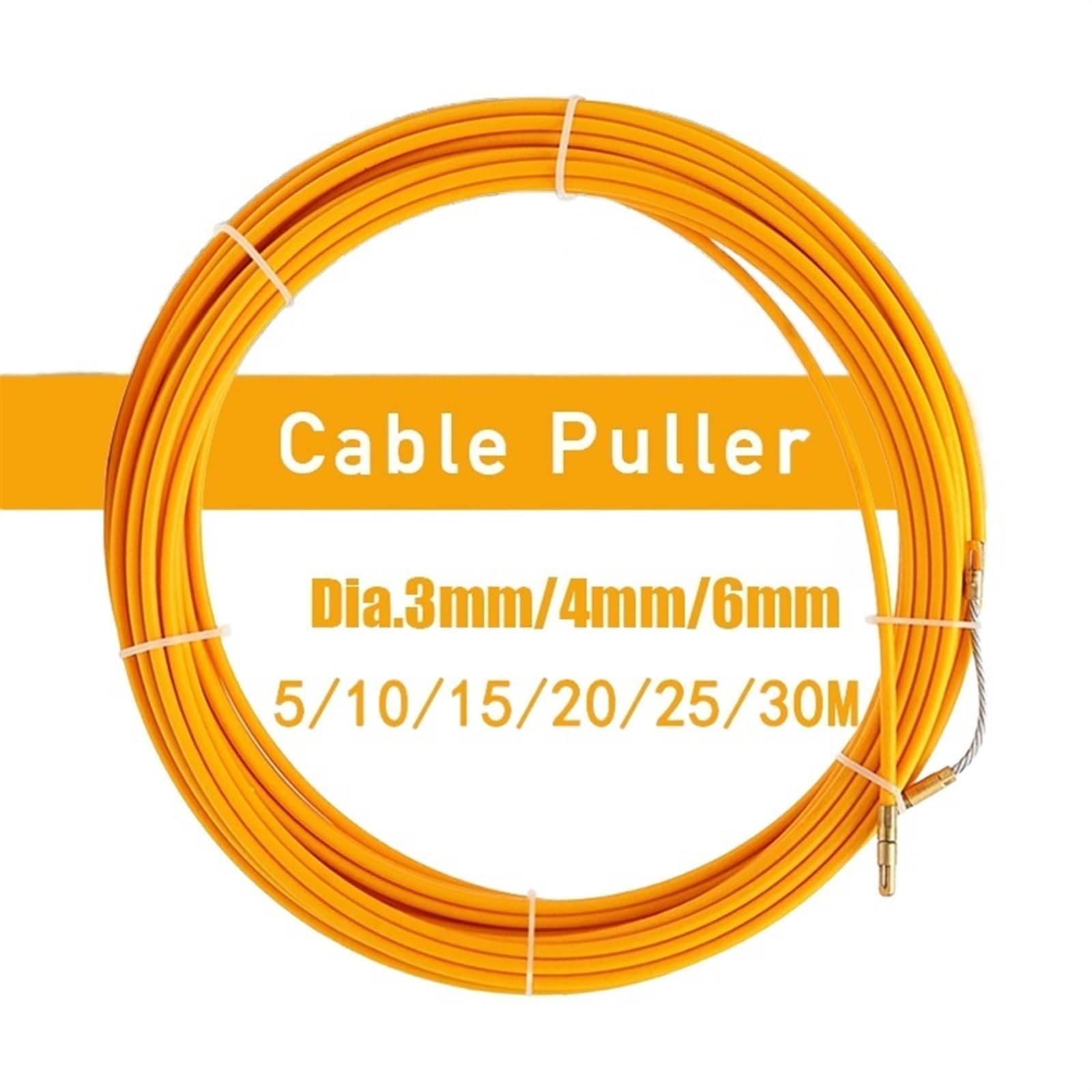 Cable Flexible Dia 3mm/4mm/6mm Wire Guide Device, 5/10/15/20/25/30M Fiberglass Cable Puller, Fish Tape Reel Conduit Ducting Rodder Pulling Puller Extension Connector(Size:20meter,Color:4MM)