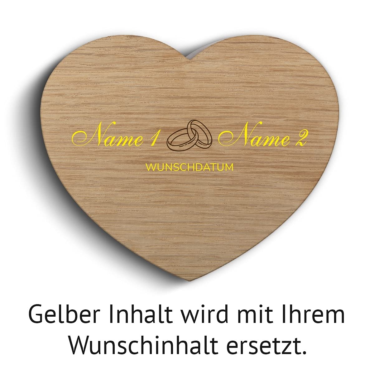 Hochzeit Ringbox Herz Ringkissen Ringschachtel individuell 10 x 8,5 cm Eichenholz - Ringe