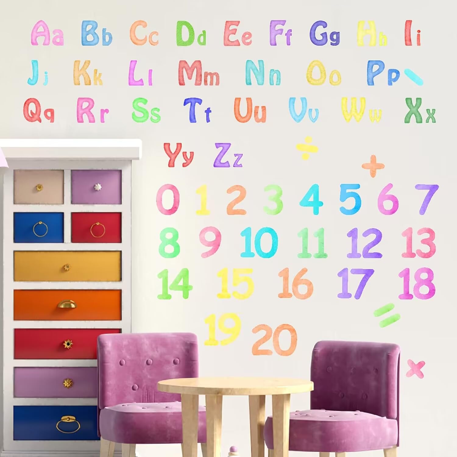 MOSITU 85 Pcs Colorful Alphabet and Number Wall Decals 2 Sheets ABC Letter Stickers 0-20 Educational Removable PVC for Kids Room Nursery Playroom Classroom - Image 3