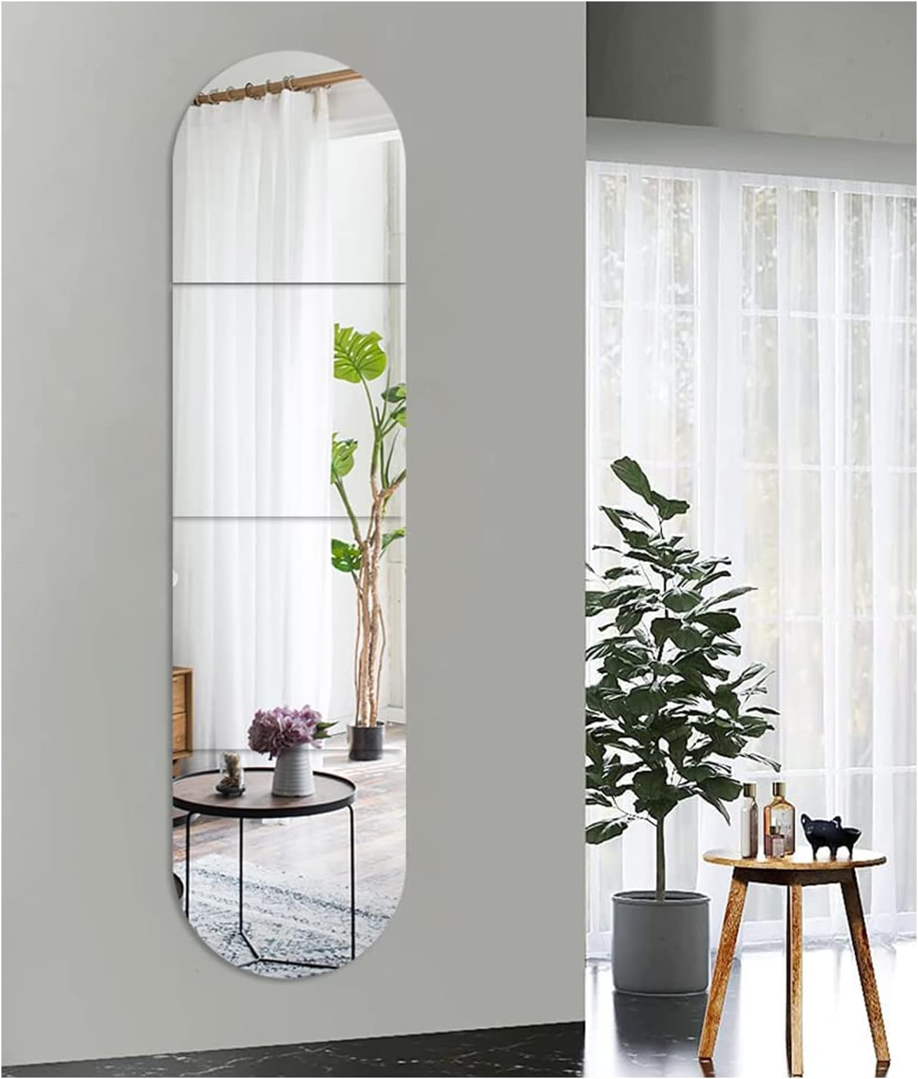 OctBird Over Full Body Make-up Door Mirror - 4 Pcs Frameless Acrylic Wall-Mounted Mirrors, 30cm x 30cm, Safe for Home Gym Easy to Install
