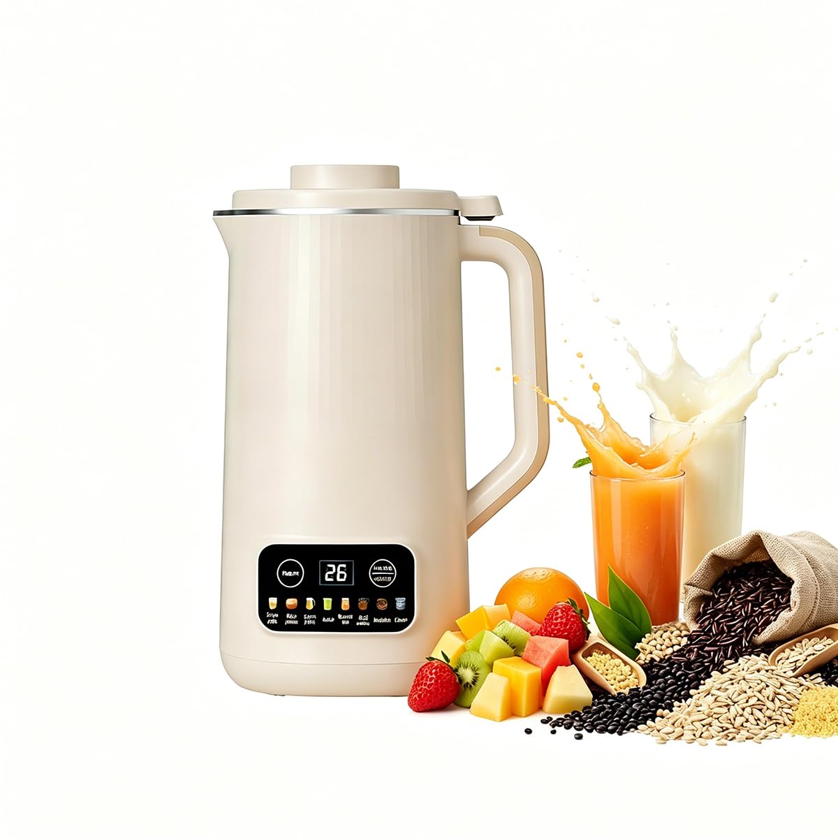 Macchina per il latte vegetale,Macchina automatica per il latte di noci 600 Ml,Milky Plant Machine,12 ore Timer, Per Latte d'Avena, Latte Di Mandorla, Latte Di Soia E Succo,Acciaio Inossidabile