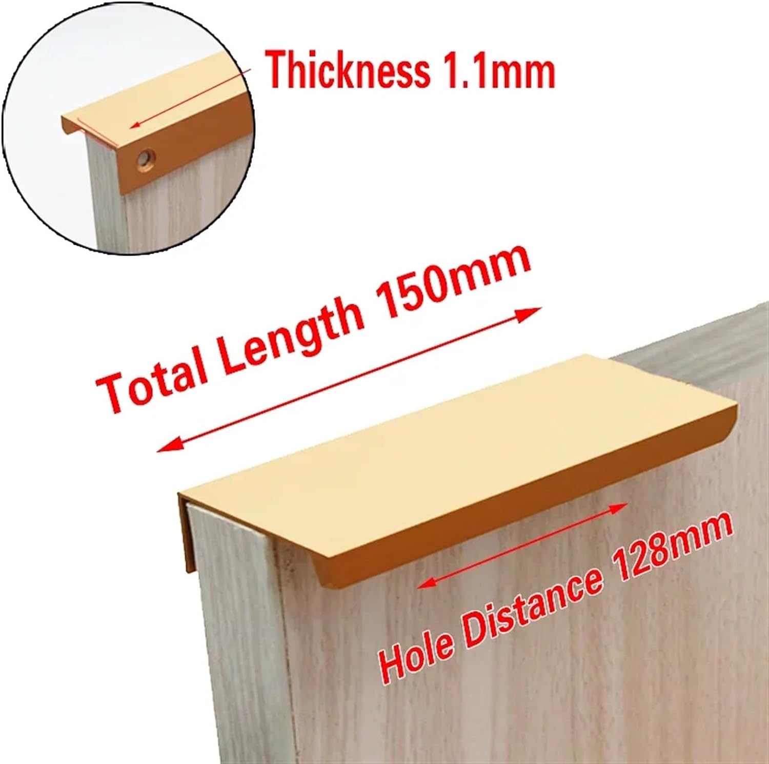 Concealed Furniture Cupboard Finger Edge Handles, Concealed Cabinet Handles Aluminum Multicolor 80-500mm(Silver 80mm)