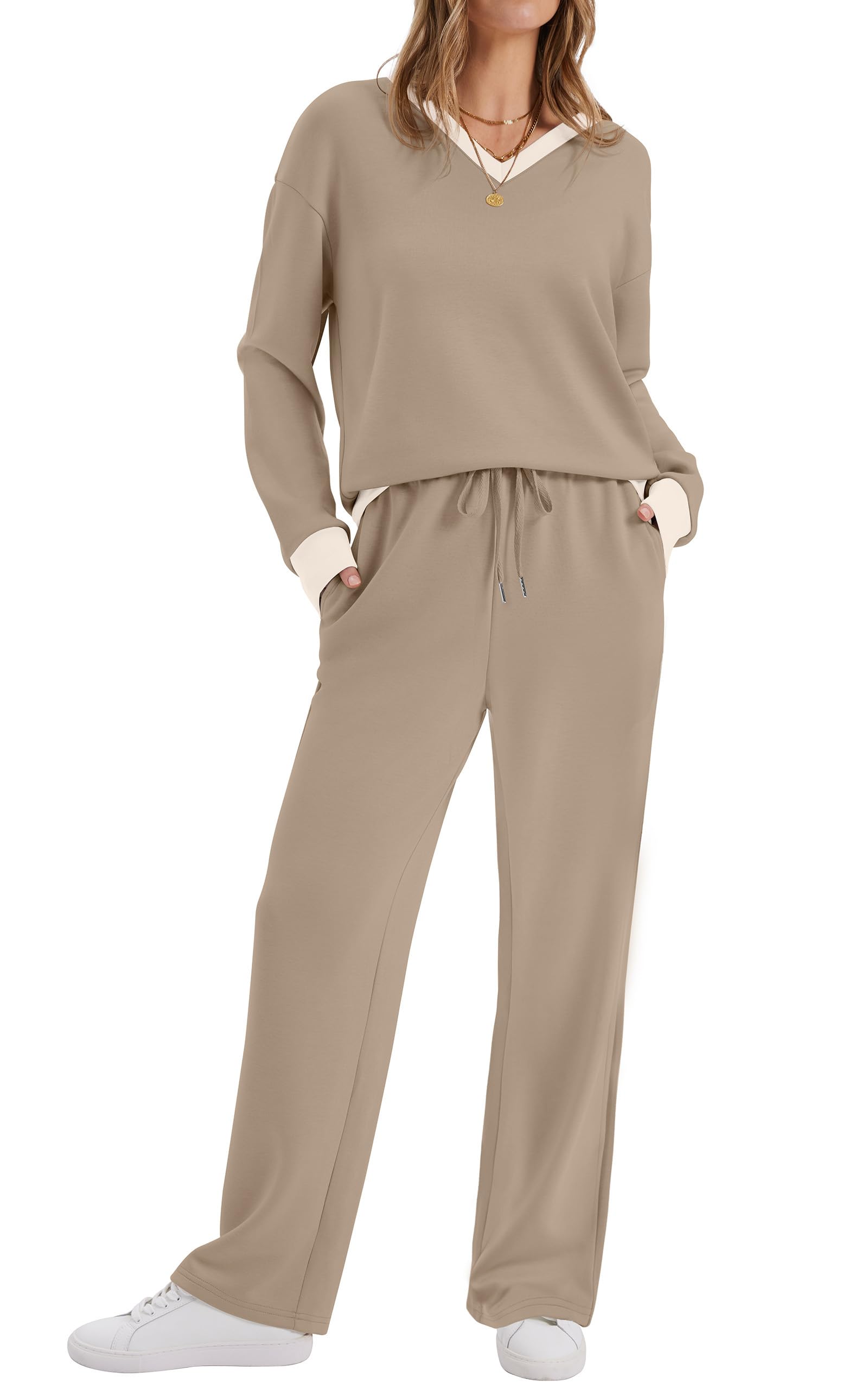WIHOLL Women's 2 Piece Matching Lounge Set Sweatsuits Fall Outfits