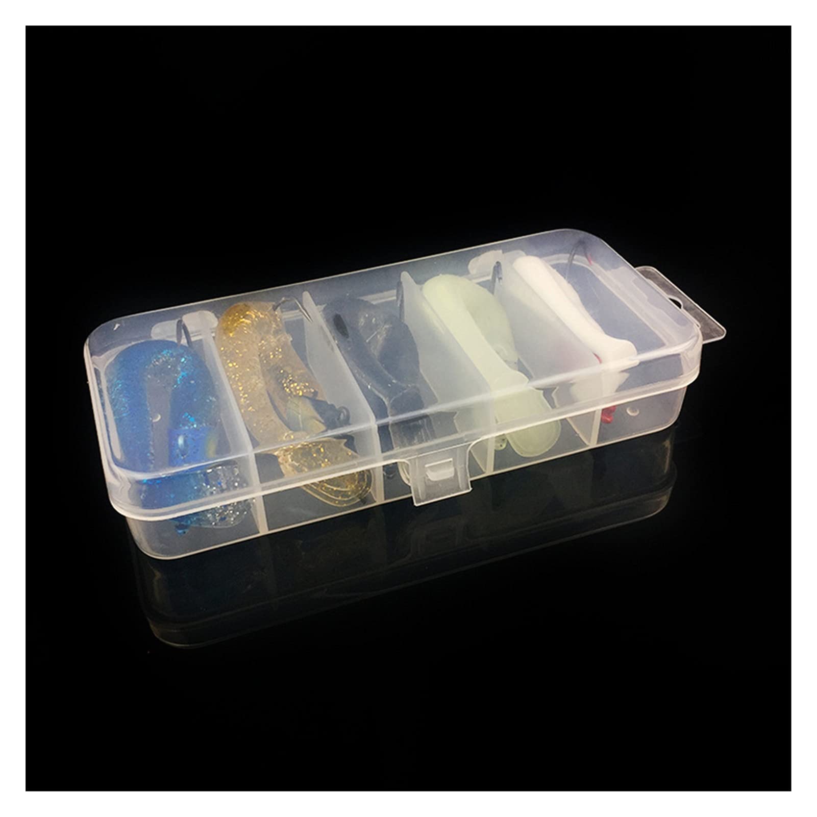 caihuashopping Kunstköder Weiche Angelköder Set weiche Köder mit Box Angelgerät Künstliche Fischerei Köder für Bass Pike Köder 5 stücke Kunstköder Gummifische