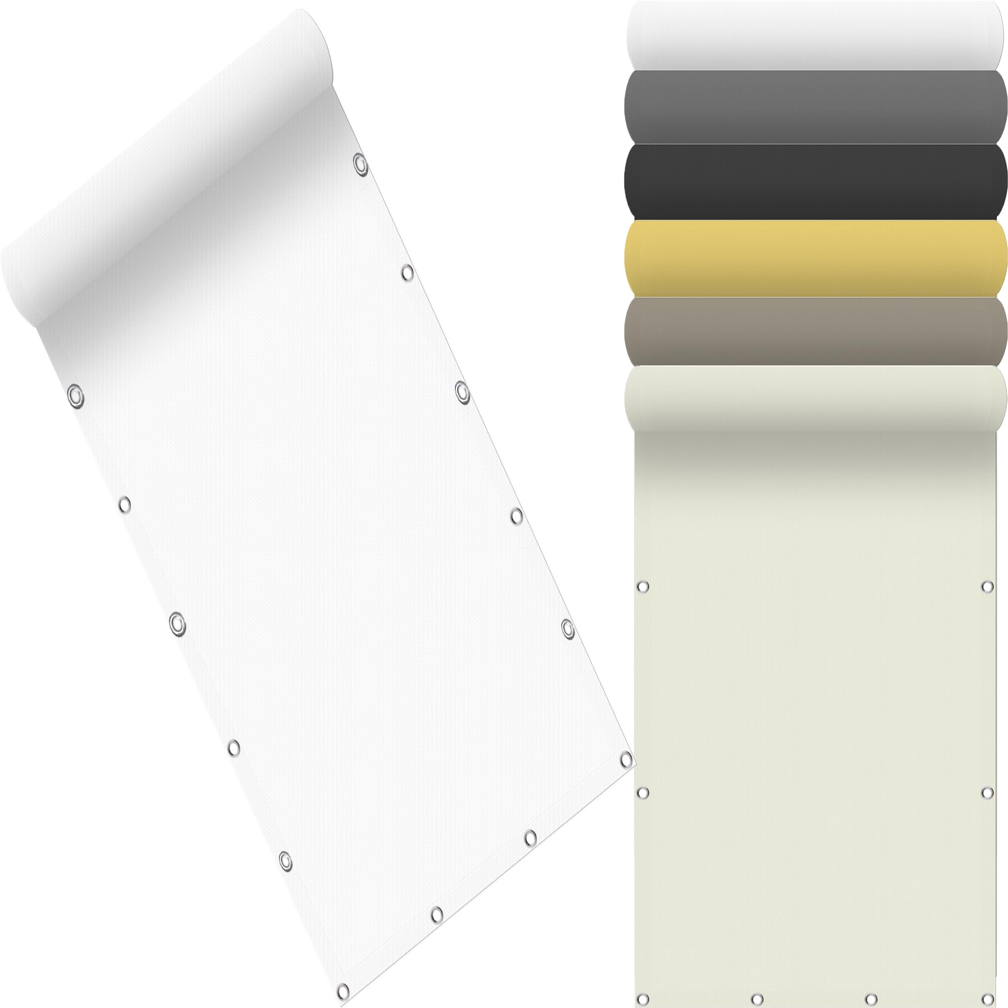 Zewnętrzny baldachim przeciwsłoneczny, 70 x 200 cm, wodoodporna markiza z przymocowanymi linami, na patio i balkon, biała, do ogrodu, ochrona przed słońcem