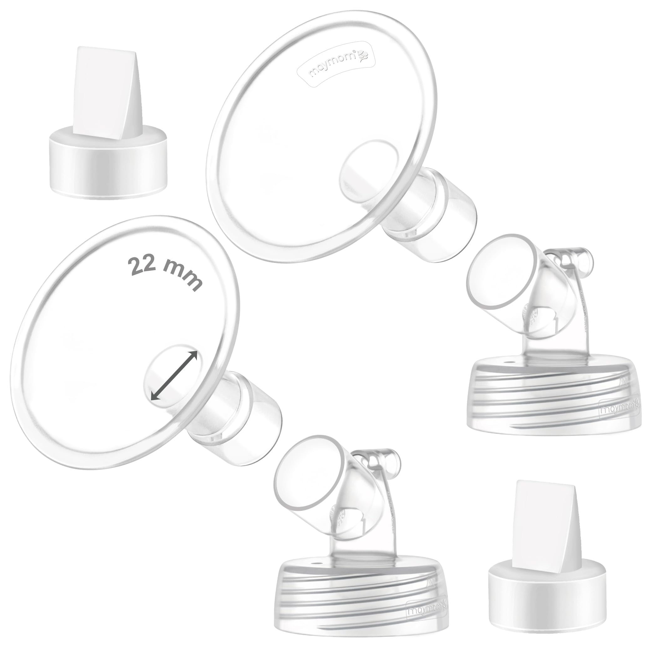 2X 22 mm Maymom Two-Piece Wide Neck Pump Parts Compatible with Spectra S1,Spectra S2 Pumps and 2 Valves; Incl Wide Mouth Flanges; Not Original Spectra