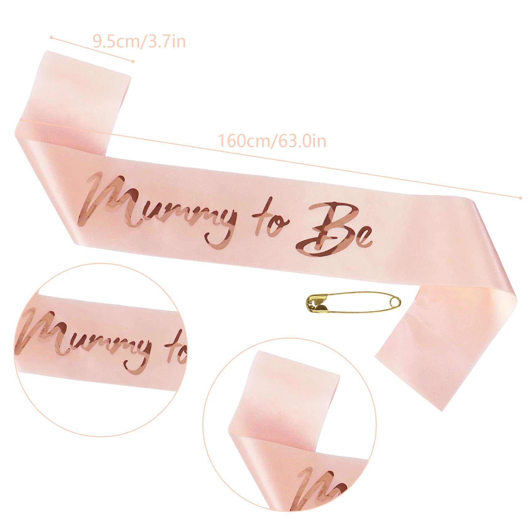 Qaziuy Mummy to Be Sash with Rhinestone Crown Headband Baby Shower Sash Party Decorations Mum to Be for Baby Shower Gifts Party Accessories Baby Shower Favour Supplies - Image 2