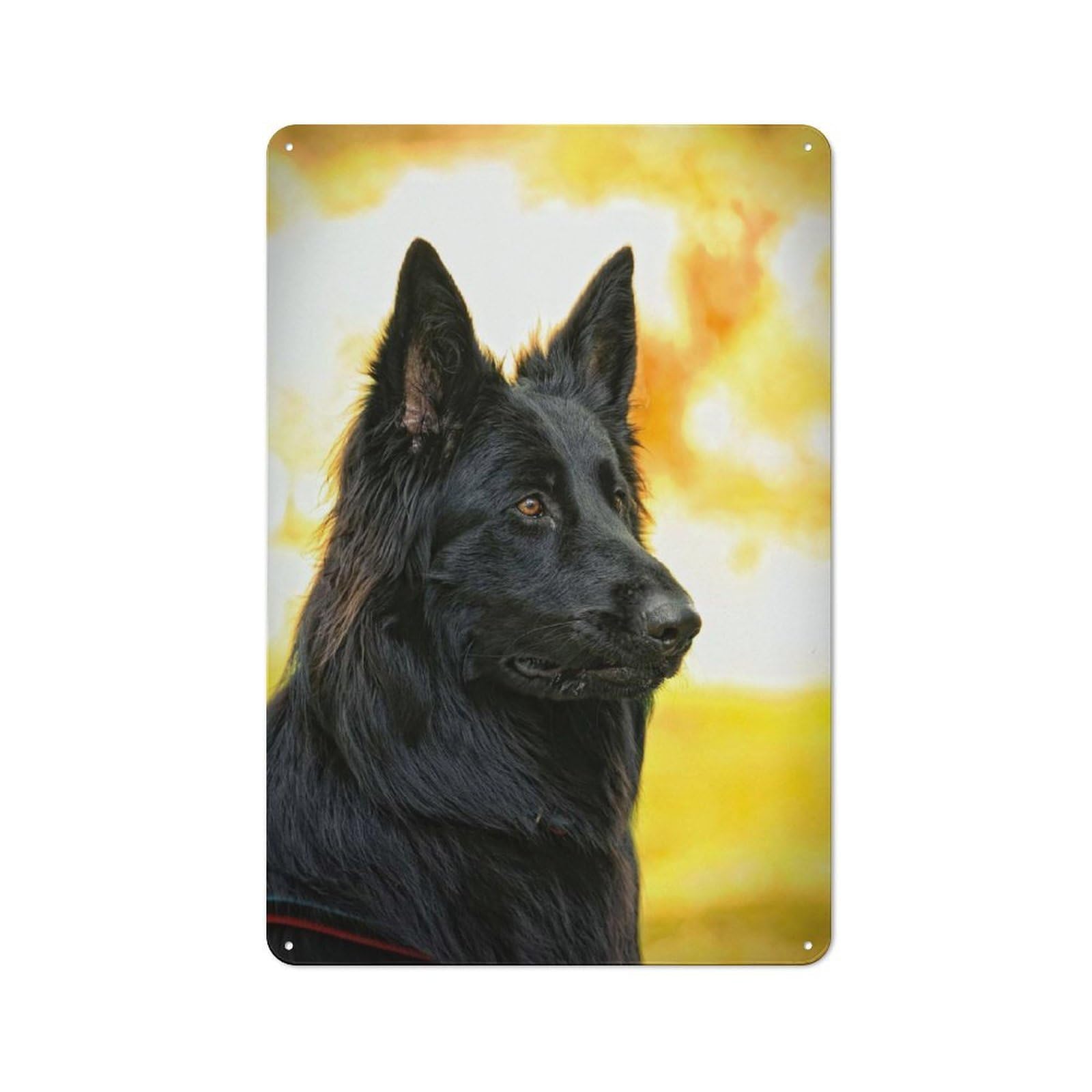 Junmoney Style-17 Metal Plaque 30X20cm With Belgian Shepherd Dog For Hallway Wall, Rustic Decor, A Metal Wall Feature For Hallways And Entrance Areas