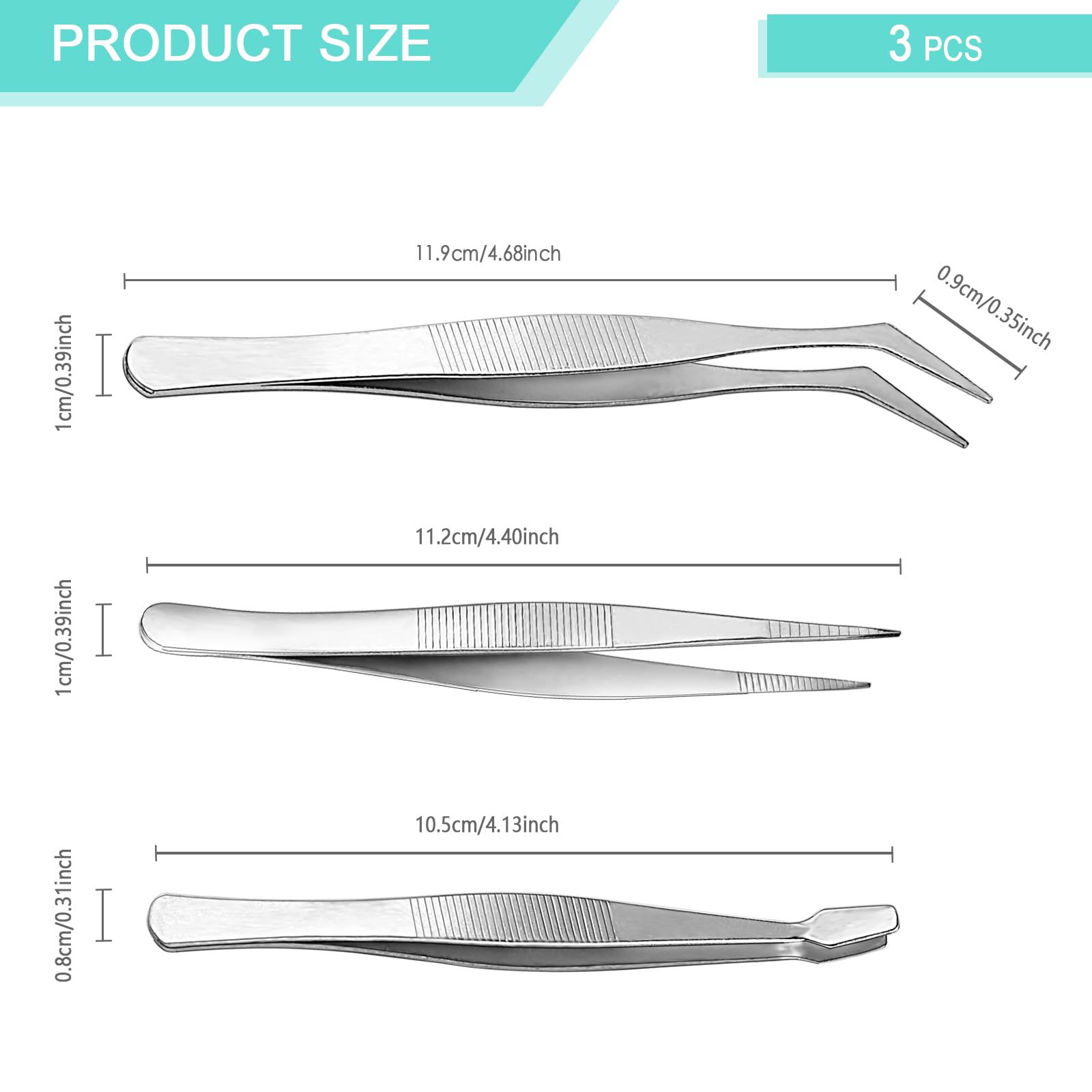Pinzette Di Precisione In Acciaio Inox 3 Pezzi - Antistatiche, Per Elettronica, Gioielli E Hobby - Foto 8