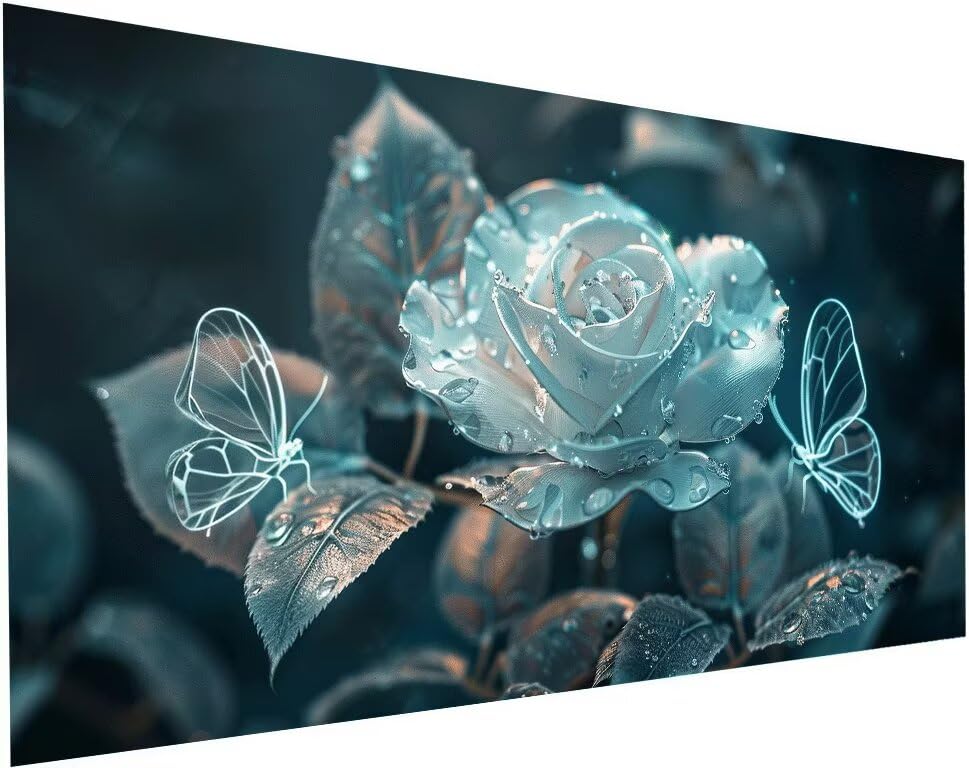 Peinture diamant rose et papillon DIY kit complet broderie 55x110 cm S-399