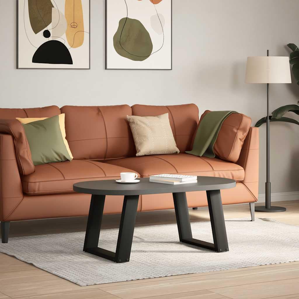 Gambe per Tavolino da Caffè a Forma di U 2 pz Nere 50x(42-43) cm Acciaio