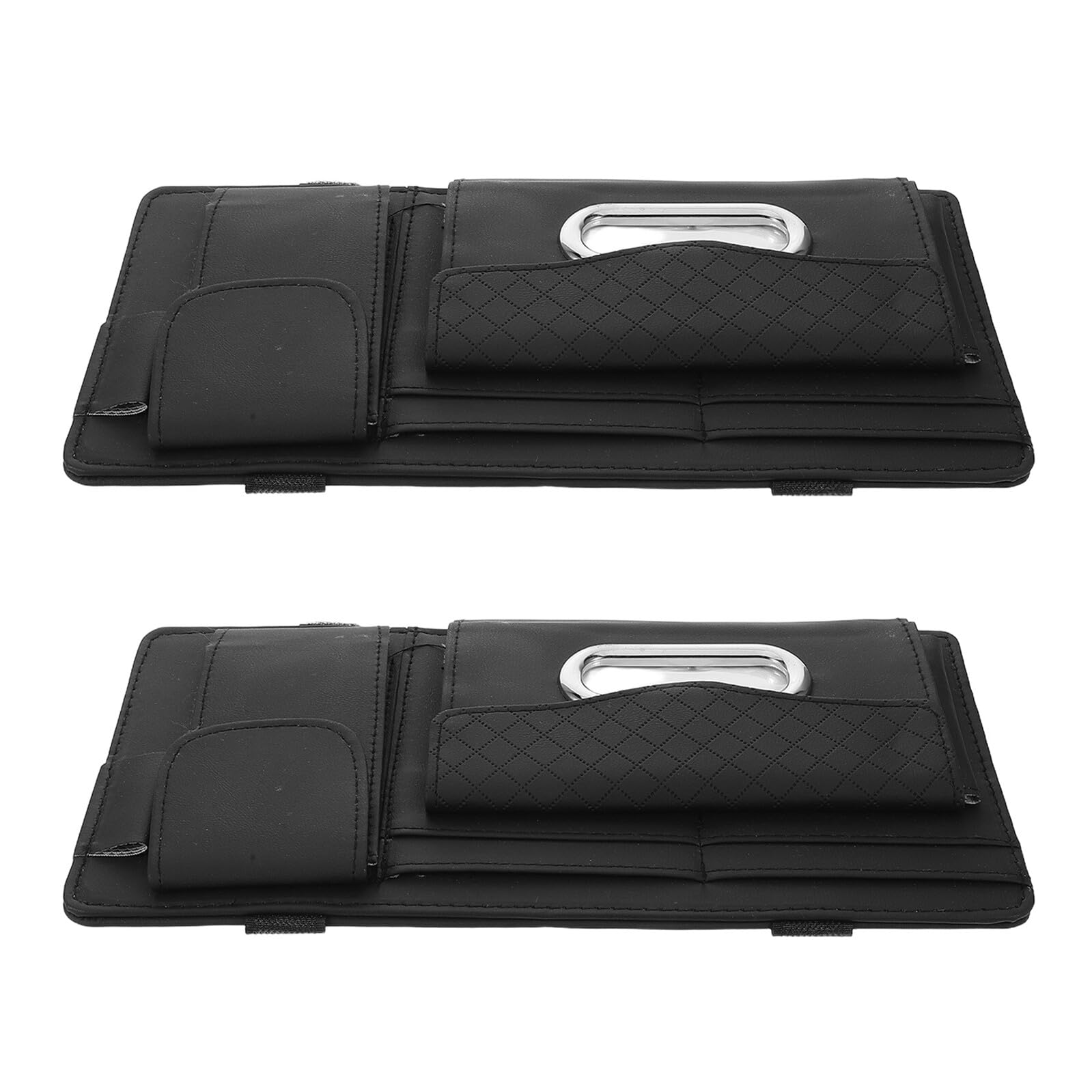 Healvian 2 Stück Auto Sonnenblenden Organizer mit PU Leder Aufbewahrungstasche Sonnenbrillenhalter Kartenhalter und Taschentuchbox für Auto Visier Innenraum Zubehör