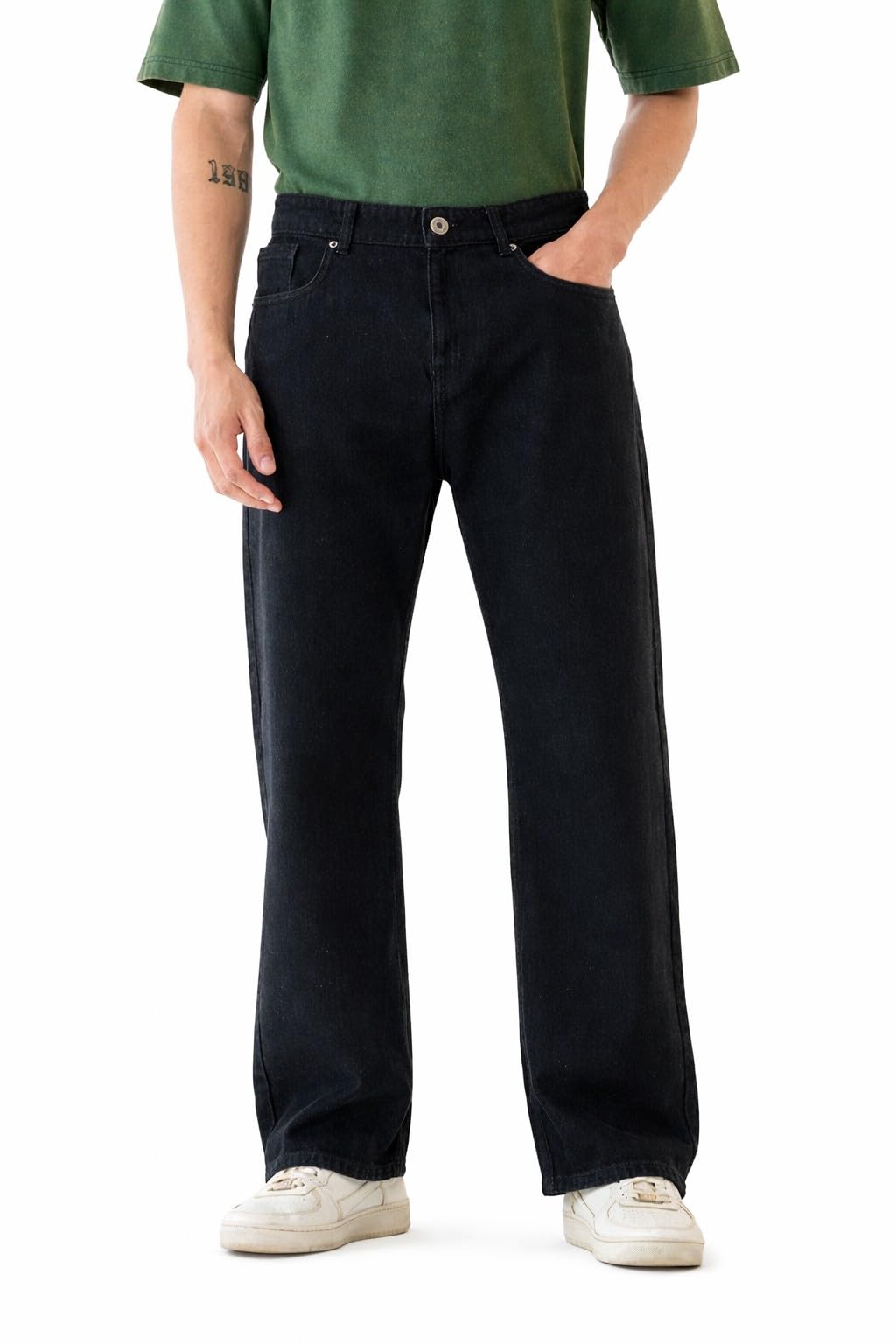 Indivane Men’s Solid Black Straight Fit Denim Jeans for Casual with Comfortable Fabric-image-6