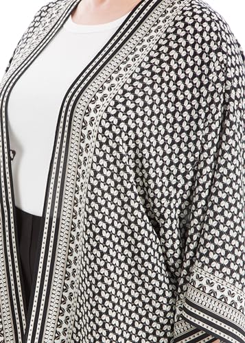 Image of Max Studio Women's Plus Size Casual Long Sleeve Poly Crepe Printed Everyday Kimono