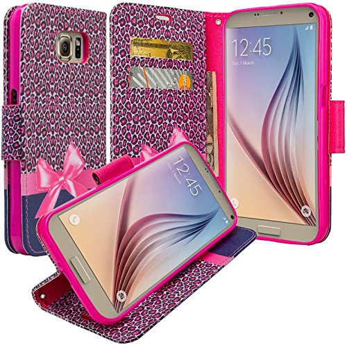 Compatible For Samsung Galaxy Note 5 Case, Magnetic Pu Leather Folio Wallet Case Cover With Kickstand Case, Wallet Defender Cover - Hot Pink Cheetah #TOP20