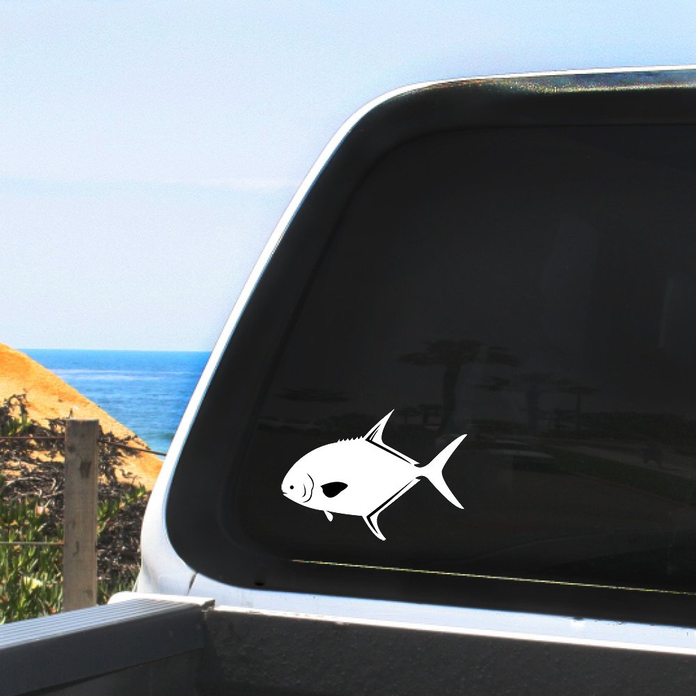 Beach Cuisine Vinyls Permit Fish Species - Vinyl Decal - White Sticker 8 inches for Car Windows, Any Non-Porous Surfaces