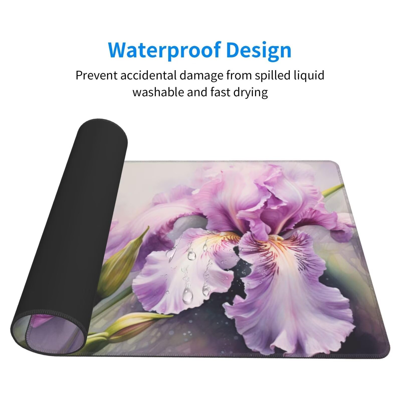Alfombrilla de Ratón Gaming Grande XXL 1400x600x4mm con Bordes Cosidos, Tela de Micro Tejido, Base de Goma Antideslizante y Mouse Pad, para Teclado Jugadores Escritorio, PC, Oficina Flor Morada Y6540