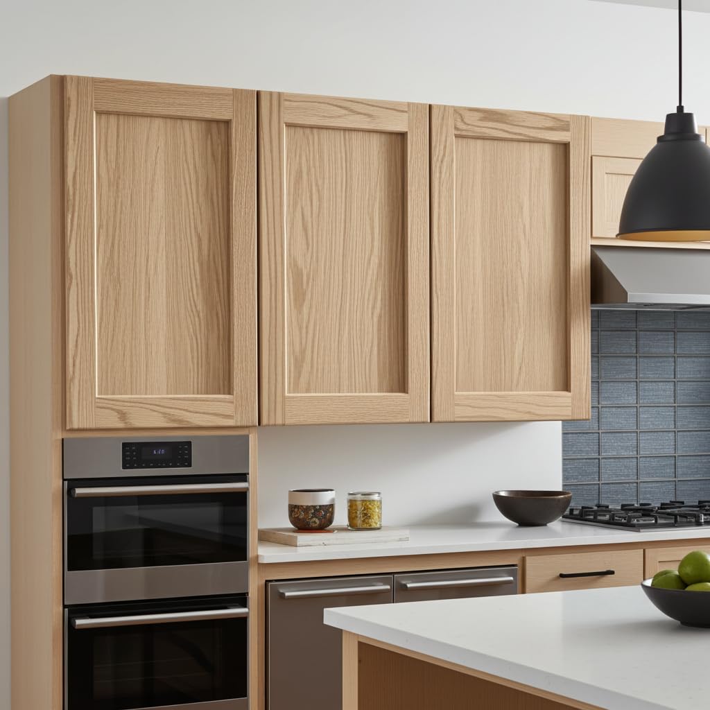 Puertas de repuesto de madera de roble macizo sin acabar, para recubrir cocina, cajones, alacenas, paneles de baño, estilo agitador, pintables, pintables, y perforables (18 x 12 pulgadas)
