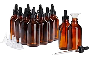 Juvale 15 Pack of 4oz Amber Glass Bottles with Dropper Dispenser for...