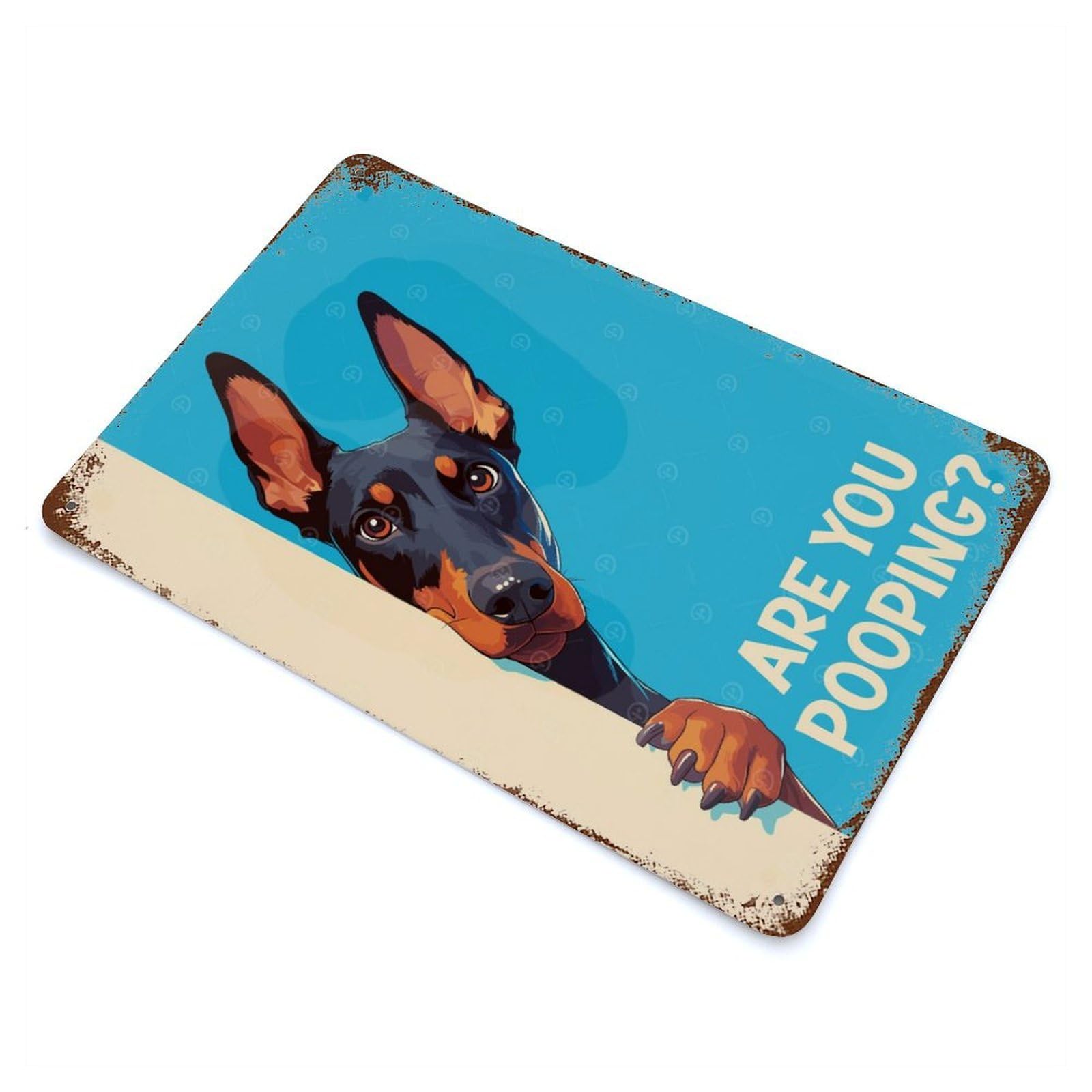 Doberman Peeking Are You Poopoing Vintage Metal Tin Sign 11.8"x7.9", Industrial Home Decor for Garage, Pub Or Kitchen